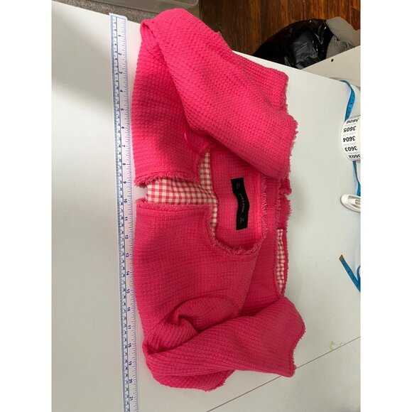 Zara Basic Barbie-Pink Waffle-Knit-Style Cotton Women's Blazer - Picture 11 of 13